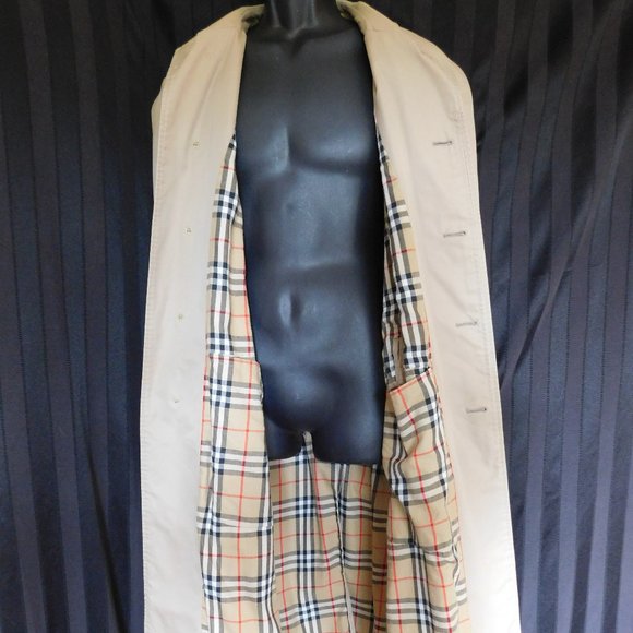 VINTAGE BURBERRY TAN NOVA CHECK TRENCH COAT XL - Picture 2 of 11